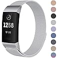 HomeyStyle Women's, Men's Milanese Mesh Replacement Stainless Steel Wrist Straps For Fitbit Charge 3 SE (Large, Silver)
