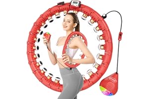 SPMOVE Hula Hoop mit Gewicht Kugel, Abnehmen Smart Hula Hoop Reifen Erwachsene und Anfänger, 60-120cm Einstellbar und Noppen, Hoola Hoop Leise mit LED Ball Zähler, Freunde Familie