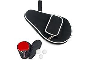 Borsa per racchette da ping pong Butyeak, offre spazio per 2 racchette e 3 palline, scomparto extra per accessori, in nero, taglia unica