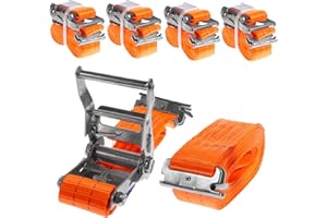 INDUSTRIE PLANET 4 x 2000 kg 5 m Sangles d'arrimage pour rail d'ancrage avec cliquet Rail combiné d'ancrage Sangle à cliquet 50 mm