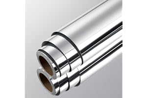 LaCheery Spegelfolie självhäftande möbler silver 40 cm x 200 cm självhäftande film möbler metallisk vinyl spegel folie köksfo