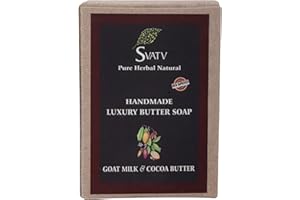 SVATV Ręcznie wykonane mydło z kozim mlekiem i masłem kakaowym | uspokajające zioła | nawilżająca skóra – tradycyjne ajurwedyjskie mydło ziołowe dla mężczyzn i kobiet do wszystkich rodzajów skóry –