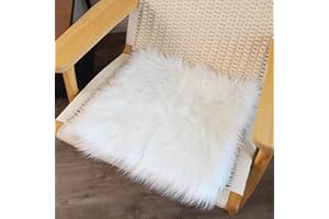 Cumay Dywan ze sztucznego futra, puszysty dywan ze skóry jagnięcej, nadaje się do prania, do salonu, sypialni, na krzesło, łóżko, sofę, dekoracyjne futro, 45 x 45 cm