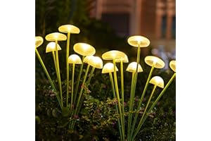 JINGTOPS 2 Pièces Lampes Solaires Exterieures Jardin, 8 LED lumière Méduse Extérieure Solaire Lucioles, Balancer Lumière Solaires pour Jardin Extérieur, Patio, Arbustes, Blanc Chaud