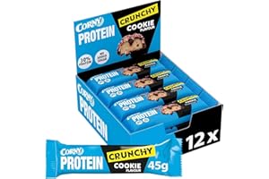 ‎CORNY Corny Protein Crunchy Cookie Flavor, 30% Protein, Eiweißriegel ohne Zuckerzusatz, Großpackung 12x45g