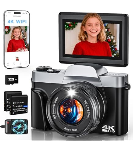 Appareil Photo Numérique 4K 50MP Avec Carte SD De 32 Go, écran LCD IPS