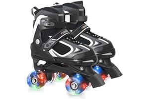 Nattork Kids Roller Skates for Boys Girls Kids, 4 Sizes Adjustable Quad Skates with All Light up Wheels - Birthday Gift for Indoor Outdoor Sports