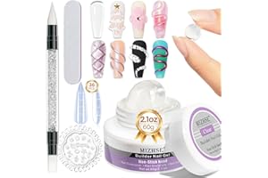 ‎MIZHSE MIZHSE Fester Nagelkleber Kunstnägel - 60g Clear Solid Nail Glue Gel, Glue Gel Press on Nails Aufbaugel Für Gelnägel Solid Builder Gel 3D Nagelskulptur Gel UV Mit Maniküre Werkzeug 3D Gel Nail Art