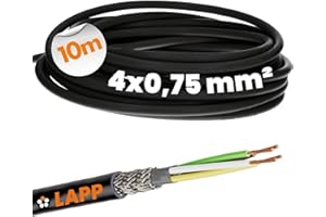 10m Lapp 1030532 LiYCY cable de control apantallado 4x0,75 mm² I resistente a los rayos UV I cable de señal I para uso en exteriores