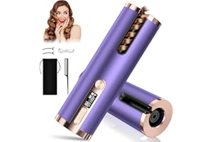 RAOFUO Automatic Hair Curler, Cordless Curling Iron 5200mAh Rechargeable Hair Tongs Negative Ion Protection 6 Adjustable Temperature & Timer PTC Ceramic Hair Curling Anti-Tangle w/Bag for Travel Home Use