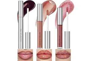 Jutqut 3 Stück Lip Gloss Set, Peel Off Lip Stain, Matt Wasserfest Lippenstift, Hydrating Lippen Gloss Set Makeup, Plumping Finish, Glitzer Shiny Lip Glow Oil Mit Glänzender für mädchen, 04