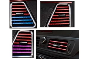 FGNUAY 20 Pcs Chrome PVC Car Air Conditioner Vent Outlet Trim Decoration Strip,Shiny Accessories for lady/Gentry(Diamond flash Positive red)