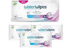 WaterWipes Sensitive+ Body & Intimate Wipes, Kropps- och intimvåtservetter, 90 st (3-pack), 3-i-1 rengör, vårdar och skyddar, 99,9% vatten, oparfymerade våtservetter för vuxna