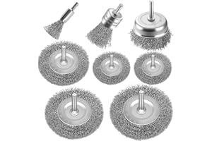 AONGRAY Wire Wheel Cup Brush Drills Set 8 pcs,Steel Wire Brush Wheel Cup Brush Metal Brushes for Drill 1/4 Inch Shank for Cleaning Rust, Flakes and Abrasives Drill Attachment
