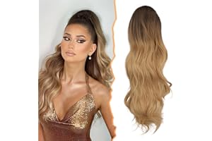 BARSDAR Coleta Postiza Rizada Pelo con Pinza de Garra, 50 cm Largas Cola de Caballo Extensiones Ondulado Ponytail Extension Clip in Postizos de Pelo para Mujeres