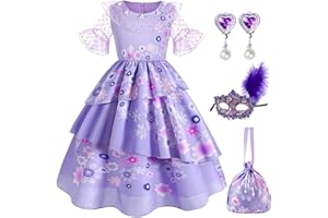Cnexmin, Costume da Isabela di Encanto per bambine, costume per Cosplay, da principessa, per Halloween, Natale, festa di carnevale, con accessori