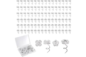 LASUROA 100pcs Bed Skirt Pins, 0.43 Inch Twist Pins with Clear Heads Upholstery Tacks Headliner Pin for Slipcovers and Bedskirts Holders (Four-Leaf Clover, Rose)