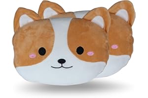 MissSoul 2Pcs Car Neck Headrest Pillow, Cute Neck Pillows for Car Seat Head Cushion, Soft Comfortable Car Neck Cushion Pillow for Driving, Yellow Corgi