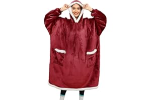 UMIPUBO Felpa Gigante Coperta Indossabile con Cappuccio Donna Uomo, Pullover Foderato in Pile Sherpa, Accappatoio Pigiama Hoodie Blanket Fleece Invernale
