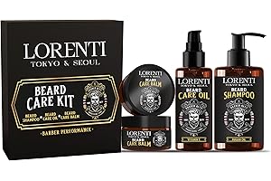 LORENTI TOKYO & SEOUL Argan Barber zestaw do pielęgnacji i stylizacji brody | Beard Care Kit – zestaw do pielęgnacji brody w zestawie olejek do brody, szampon do brody i balsam do brody | pomysł na