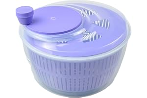 OPTIVICE Plastic 5L Salad Spinner Large | Large Capacity with Plastic mesh and Easy Spin Mechanism Lettuce Spinner | Kitchen Essential Salad Spinners, Fruit Washer, Fruit and Veg wash (Violet)