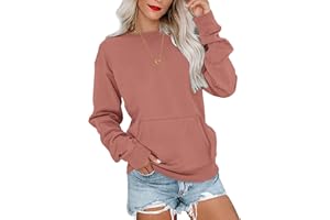WNEEDU Damen Langarmshirts Lässige Sweatshirts mit Taschen