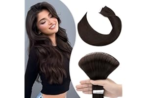 Elailite Extension Adesive Capelli Veri Biadesivo 20 Ciocche 50g Tape Biadesive Remy Human Hair Extensions Naturali 45cm senza Clip #2 Castano Scuro