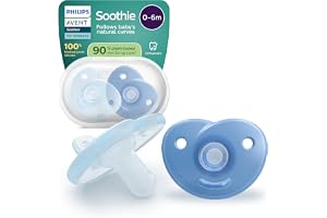 Avent Soothie-nappar, ortodontisk napp för nyfödda 0–6 månader, Design i ett stycke, sugdel i flexibelt silikon minskar tryck, BPA-fri, med steriliseringsfodral, 2-pack, blå, SCF099/26