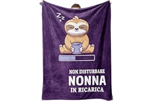 Niyewsor Regalo Nonna, Regalo per Nonna Coperta Flanella, Regalo Nonna Compleanno, Festa della Mamma Natale Regali per Nonna da Nipoti, Bradipo Coperta per Nonna 130 x 150cm
