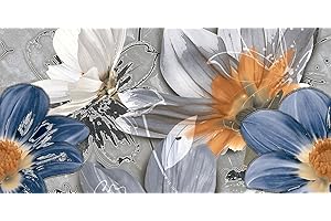 TAPPETIK Tappeto cucina antiscivolo, stampa digitale, ampia gamma di colori e disegni MADE IN ITALY varie misure (52 x 140 cm, Fiori blu e bianchi)