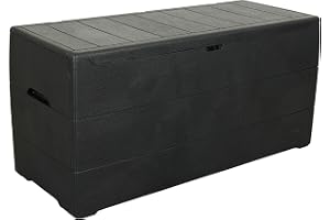 Duramax Cedargrain Durabox 270 liter/ 71 gallon plastförvaringslåda, Trädgårdsmöbler för utomhusdäck, Låsbart lock, Plastkudd