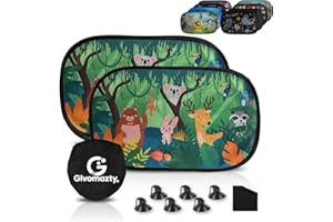 Glvomazty Pare Soleil Voiture Bébé Enfant 2 pièces, Pare-Soleil Auto-Adhésifs pour Enfants, Protege Soleil Voiture Bebe pour Enfants avec Protection UV, ASac de Rangement fourni, (F, 51×31cm)