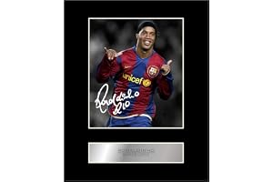 Iconic pics Ronaldinho signerad monterad fotovisning Barcelona FC #1 signerad gåva bildtryck