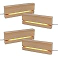 CDIYTOOL 4Pcs LED Lights Display Base, 11cm Long Mini Warm Color Rectangular Wooden Lighted Base Stand for 3mm Thick Acrylic Plate Glass Plate Resin Art