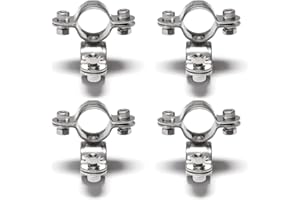 Zaciski do rur, podwójna obejma zaciskowa, obejma do węża - obejma do rur podwójna z krętlikiem obrotowym 25 mm x 4 sztuki do mocowania rur, zacisku rurowego, rury ze stali nierdzewnej V2A PRIOstahl