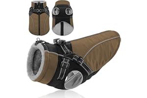KONVINIT Manteau pour Chien avec Harnais,Veste d'hiver Imperméable pour Chiens Moyens, Doublure Polaire Chaude et Éléments Réfléchissants