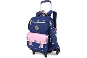 PROTAURI Enfants Sac à dos à Roulettes - Garçons Filles Rolling Bag Chariot Cartable Sac d'école Primaire Sac d'école Imperméable Bagages Pour Etudiant