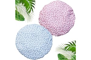 SARG Pack of 2 Double Layer Shower Caps for Women with Unique Feather Design- Reusable Shower Caps for Hair - Waterproof Plastic Caps - Perfect for Long, Short and Curly Hairs
