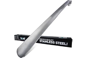 biped calzador largo de metal, acero inoxidable cepillado – calzador muy resistente en caja de regalo elegante – calzador premium largo y ergonómico para uso diario z2932(43cm,silver)