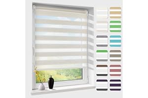 ATLAZ Doppelrollo klemmfix ohne Bohren, Duo Rollos für Fenster & Tür mit Bohren, Version 2024 Natur B75 x H200cm (Stoffbreite 71cm), Fensterrollo lichtdurchlässig & verdunkelnd, Klemmrollo Sonnenschutz