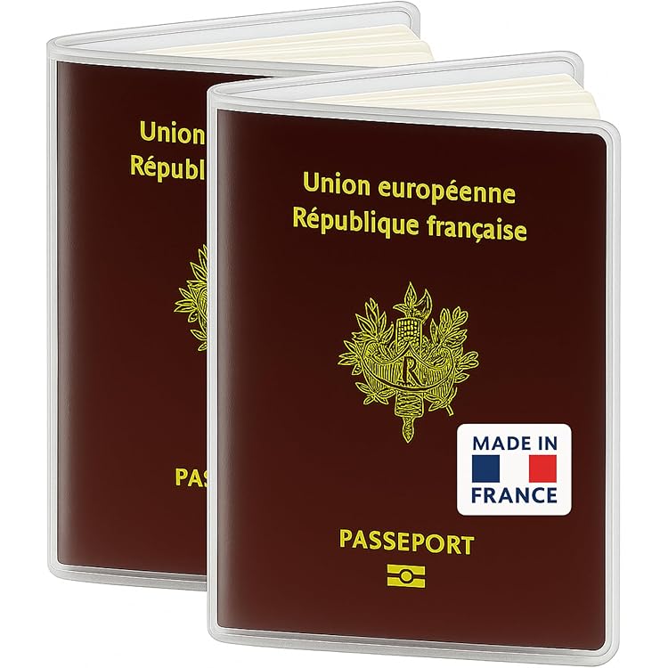 2 étuis Passeport Transparents | Format Européen 13x10 Cm | PVC Souple Cristal | Fabriqué En France