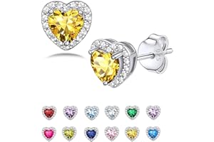 Seleneva Birthstone Stud Earrings for Women Sterling Silver Dainty Earrings Crystal Zirconia Stud Earrings Birthday Christmas Valentine's Day Jewellery Gifts for Mum Sisters Girlfriend