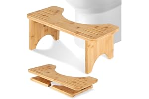 QCXWCJWD Foldable Poop Stool for Bathroom, 7 Inch Bamboo Squatting Toilet Stool, Non-Slip Assistance Step Stool for Adults, Healthy Gifts for Adults Kids Seniors Pregnant