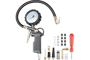 Behiruch Tyre Pressure Gauge, 220PSI Multifunctional Air Pressure Gauge with Valve Core Tool, Compressor Accessories, Tyre Inflator Digital Tyre Inflator Gauge for Compressor Car Motorcycle Bicycle