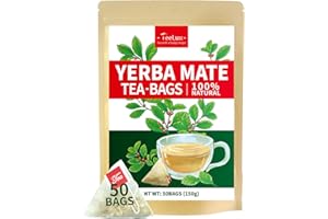 TeeLux Yerba Mate Tea Bags 50 Count, Pure Natural Argentine Yerba Mate, Rich Flavor with 3g/Bag, Biodegradable Tea Bag