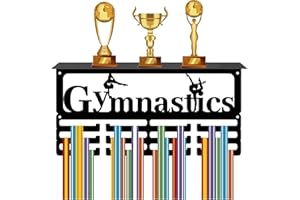 CREATCABIN Porta Medaglie Ginnastica Ripiano Espositore Medaglie Espositore Trofei Supporto Sport 4 Metallo Appendere A Parete Contenere 70+ medaglie Ginnastica Ritmica Porta Medaglie Nero da 40x20cm