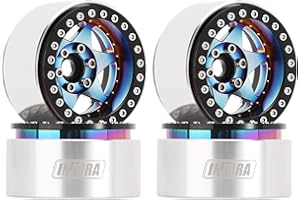 INJORA 1.9" Beadlock Felge - 143g Super Heavy Messing & Aluminium Deep Dish Felge für 1/10 RC Crawler SCX10 TRX4 VS4-10 Gen8,Regenbogen