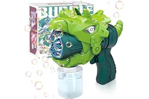 TOPJOWGA Pistola de Burbujas para Niños, Automatic Maquina Burbujas, Burbujas Dinosaurio Pistola, Pistola de jabón con Agua de Burbujas, Máquina de Burbujas para Fiesta, Cumpleaños (Verde)