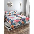 LOOMLYFE 300 TC Microfiber XXL Soft Cotton Super King Size Bedsheet for Double Bed, King Size 108 Inches X 108 Inches, 9 Feet, 275 X 275 cm with 2 Large Size Pillow Covers - MultiRectangle