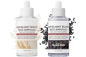 CURELUXE Peel Shot Glow Rice Ampoule Duo White Rice + Black Rice Ampoule,Face Scrub Exfoliator Pore Minimizer for Face,Gentle Soft Facial Scrub Exfoliator,Body Exfoliator Dead Skin Remover for All Skin Types